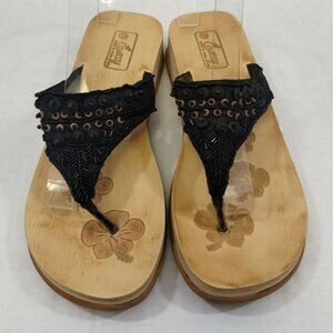 Easy Women's Black/Tan Shoes/Sandals/Flip Flops Sz10 SKU 3573
